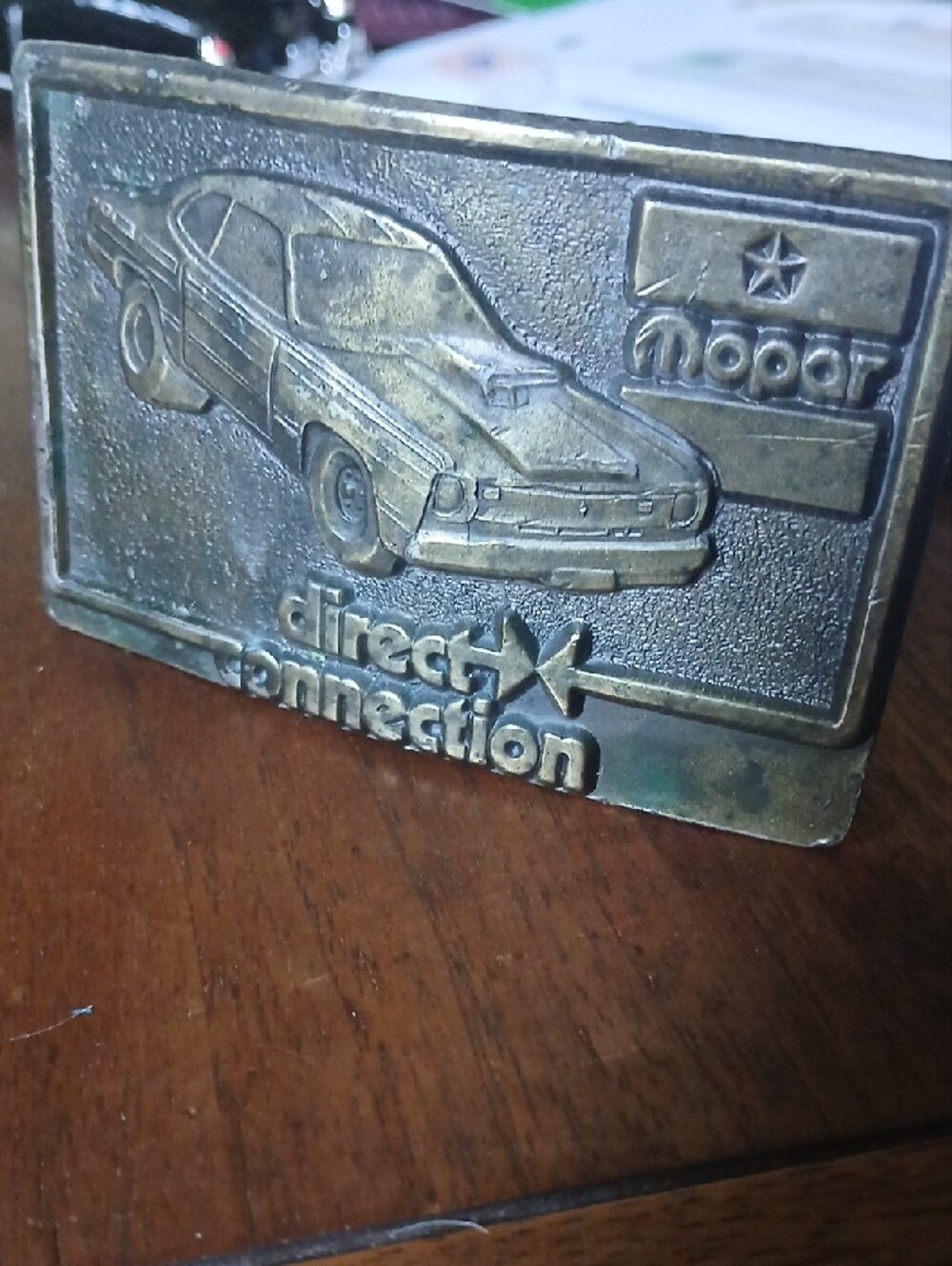 Vintage Direct Connection Metal Belt Buckle - Brass Tone